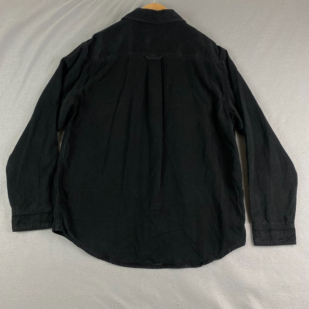 Everlane Mens L black Utility Overshirt Button Front Dual Pocket Long Sleeve - Picture 7 of 14